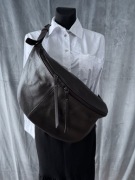 Nerka torba XXL czekolada skóra naturalna Włoska - nowa