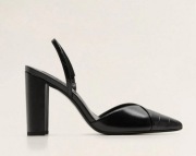 MANGO czarne czółenka słupek szpic skóra eko NOWE 38