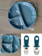 Komplet talerz + sztućce do nauki samodzielnego jedzenia dla niemowląt !