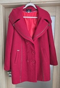 Adrianno Damianii dwurzędowy wełniany płaszcz kaptur czerwony roz. 54 7XL