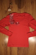 Bluzka s.Oliver r. 34/36 damska czerwona dł rękaw bawełna 