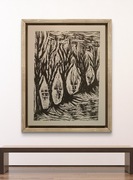 Oryginalny linoryt "Jak stare drzewa" z certyfikatem autentyczności i sygn.