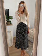 48XXXL czarna midi retro vintage spódnica wzorzysta we wzory wzorki 