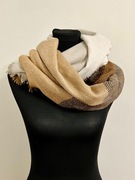 Damski szalik brązowy beżowy biały ciepły 