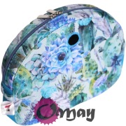Organizer Obag MOON LIGHT niebieski – kwiaty turkus mięta | OMAY Handmade