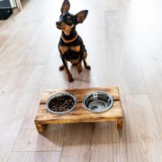 Drewniany stojak na miski dla małego psa S