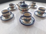 Filiżanki bolesławiec espresso 6 szt + czajniczek 400 ml