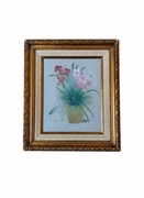 Sygnowany obraz „Kwiaty w doniczce” – Esmat S