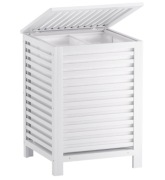 Kosz na pranie bambusowy biały 120L z pokrywą łazienkowy