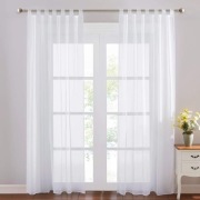 Firanki transparentne z odpinanymi szelkami 137x213 cm, 2 szt., Białe