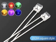 Dioda LED prostokątna 2 x 3 x 4 mm, kolor niebieski, 10 sztuk