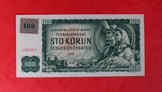Banknot CZECHOSŁOWACJA - P-01 100 Koron 1961 (znaczek 1993) - II emisja UNC