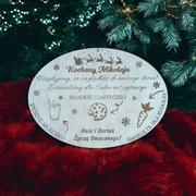 Drewniany Grawerowany talerzyk tacka na przysmaki dla Świętego Mikołaja