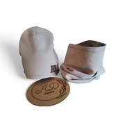 Zestaw komplet czapka komin jednowarstwowy wiosenny beżowy 
