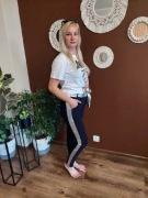 Leginsy srebrne lampasy cienkie