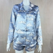 Komplet piżamy Boohoo satynowy chmurki baby blue EU 36