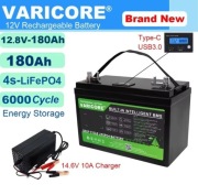 Akumulator, magazyn energii LifePo4 180Ah 2304Wh  USB 3.0 + ładowarka 10A