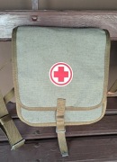 Torba sanitarna apteczka wojskowa parciana, lniana PRL