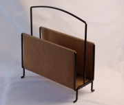 Unikalny gazetnik metal- skóra eko - lata 50/60 - stan bdb