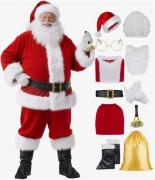 Strój, Przebranie, Kostium Świętego Mikołaja 11 Elementów Rozmiar L
