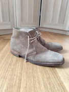 Beżowe skórzane buty za kostkę, półbuty, botki męskie, Loake Design