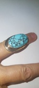 Duży pierścionek srebro turkus rozmiar 11 
