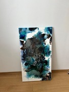 Obraz na płótnie ręcznie malowany 60x90, abstrakcja, żywica