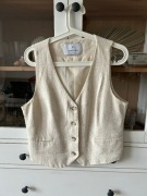 Lniana wiskozowa kamizelka letnia na lato kremowa klasyczna przewiewna