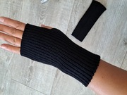 Mitenki, rękawiczki bez palców - czarne, krótkie