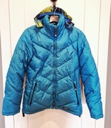 Kurtka puchowa puch i pierze niebieska S 36 M 38 164 cm ciepła na zimę