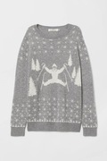 Sweter świąteczny szary cienki H&M M 