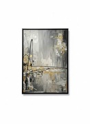 Obraz Abstrakcja Gold & Grey | Nowoczesny Design | Ręcznie Malowany | 