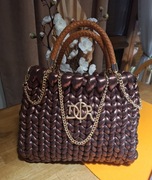 Damska torebka z grubej przędzy ręcznie pleciona