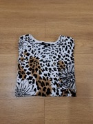 Bluzka/bluzeczka, panterka, biało-czarno-brązowy, rozmiar L, Futura moda