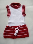 Sukienka bez rękawów biała z czerwonym 98-104