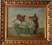 Stanisław Wolski 1859-1894) "Żołnierz z siwym koniem" 1889r