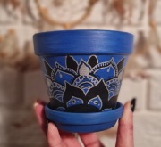 Ręcznie malowana doniczka terakota