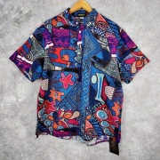 Koszula Aurivella wzór abstrakcyjny L bawełna len nowa