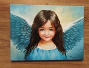 ANIOŁ aniołek obraz ręcznie malowany 30x40 na prezent 