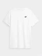 T-shirt regular gładki męski biały 4F S