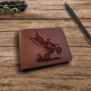 Prezent dla motocyklisty dla żużlowca Portfel z motocyklem z grawerem 