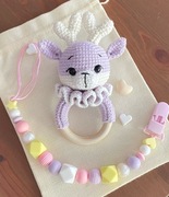 Zestaw: grzechotka + zawieszka na smoczek 