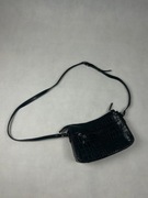 Piękna czarna skórzana torebka na ramię damska elegancka wzór węża