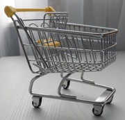Miniaturowy wózek sklepowy na zakupy na biurko gadżet  12 x 8,5 x 14 cm