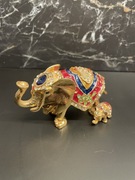 Unikat Słonik z małym słonikiem szkatułka ozdobna na biżuterię