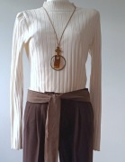 Sweter beżowy z długim rękawem H&M M