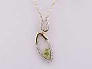 Naszyjnik - 14-karatowe Żółte złoto - 0.50ct. tw. Perydot - Diament