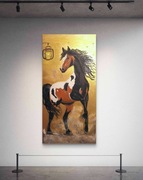 Ręcznie malowany , duży obraz "Wicher pod kopytami" 