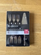 Komplet sztućców do ciasta. Widelczyki deserowe i łopatka do ciast 