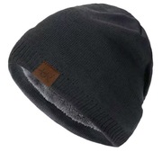 Męska zimowa nowa polar czapka ciemny szary 54-60 ocieplana jesień zima